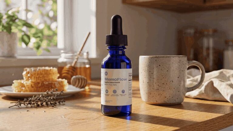 MemoFlow sublingual dropper bottle next to a honeycomb